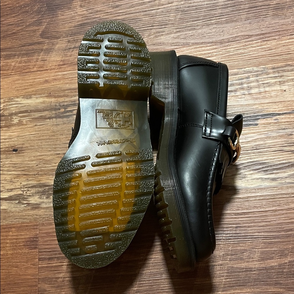 Dr. Martens Adrian Black Leather Loafers with Gold Accent - Picture 2 of 5